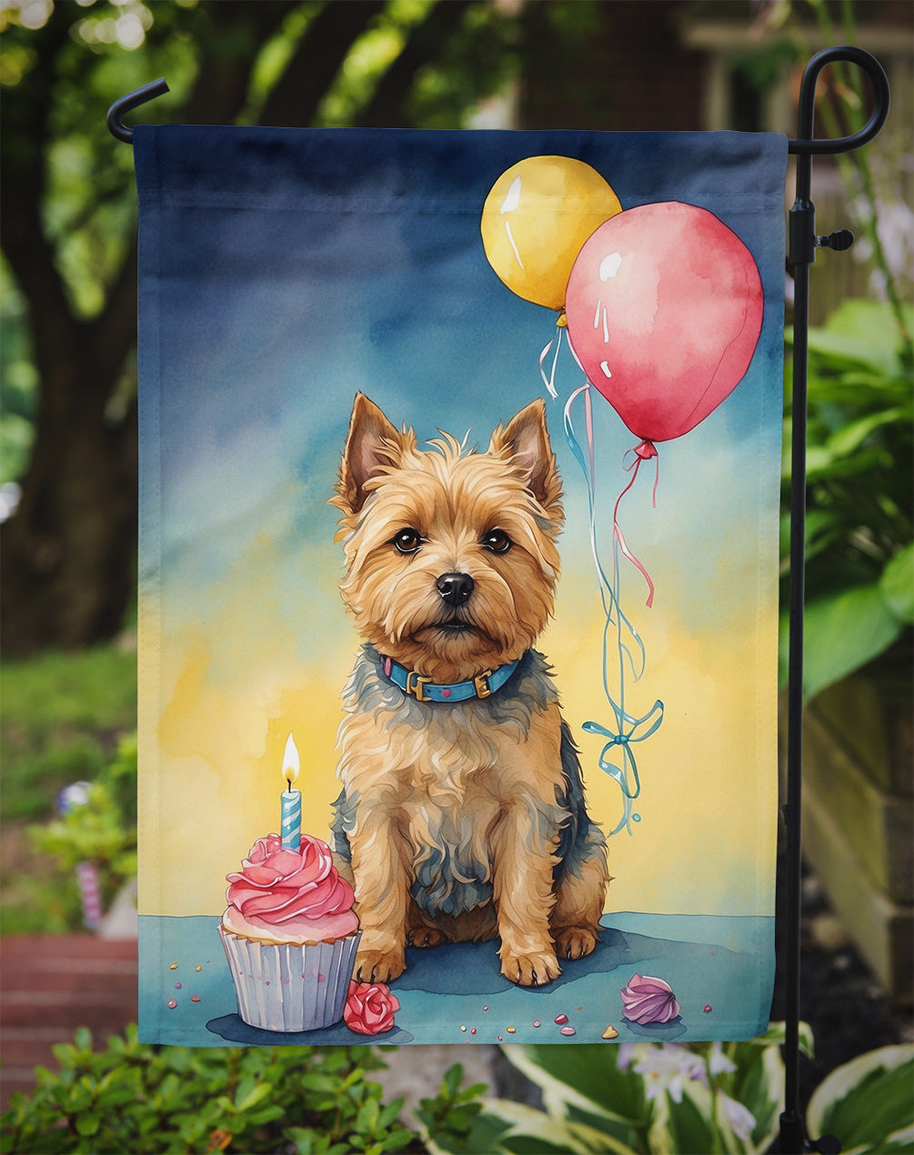 Norwich Terrier Happy Birthday Garden Flag –  Garden Flag by Caroline's Treasures