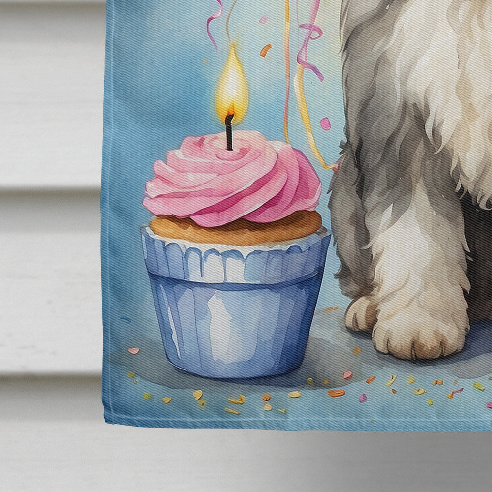 Old English Sheepdog Happy Birthday House Flag