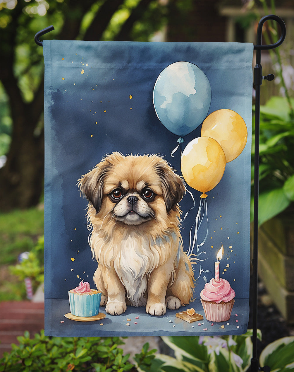 Pekingese Happy Birthday Garden Flag –  Garden Flag by Caroline's Treasures