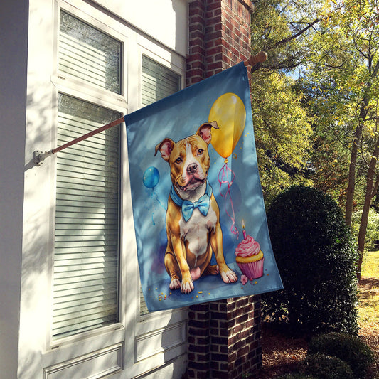 Pit Bull Terrier Happy Birthday House Flag