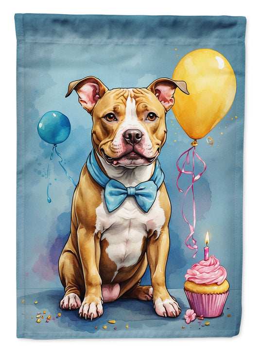 Pit Bull Terrier Happy Birthday Garden Flag –  Garden Flag by Caroline's Treasures
