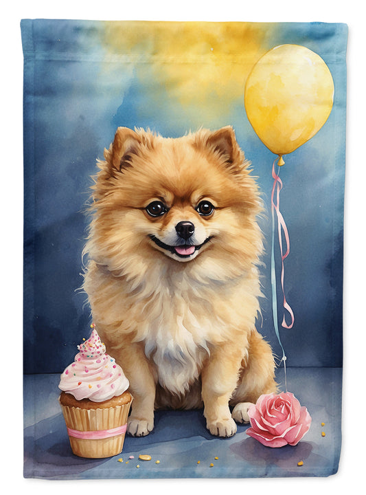 Pomeranian Happy Birthday House Flag