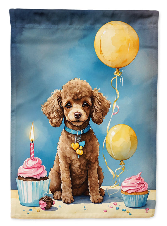 Chocolate Toy Poodle Happy Birthday Garden Flag –  Garden Flag by Caroline's Treasures