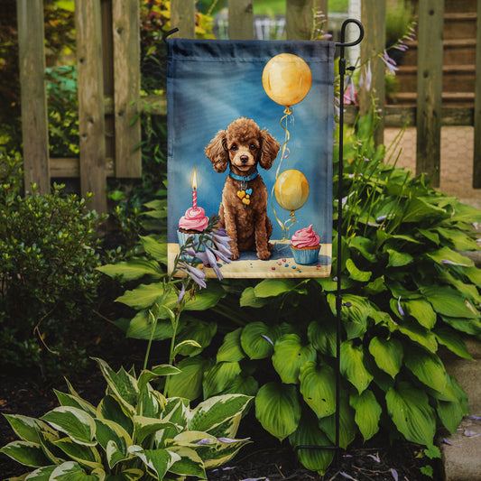 Chocolate Toy Poodle Happy Birthday Garden Flag –  Garden Flag by Caroline's Treasures