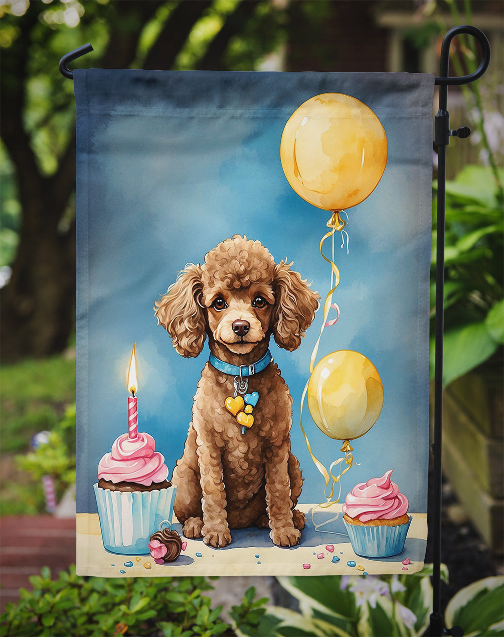Chocolate Toy Poodle Happy Birthday Garden Flag –  Garden Flag by Caroline's Treasures
