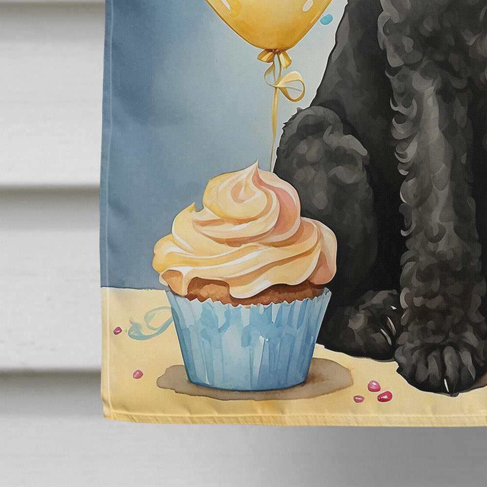 Black Standard Poodle Happy Birthday House Flag