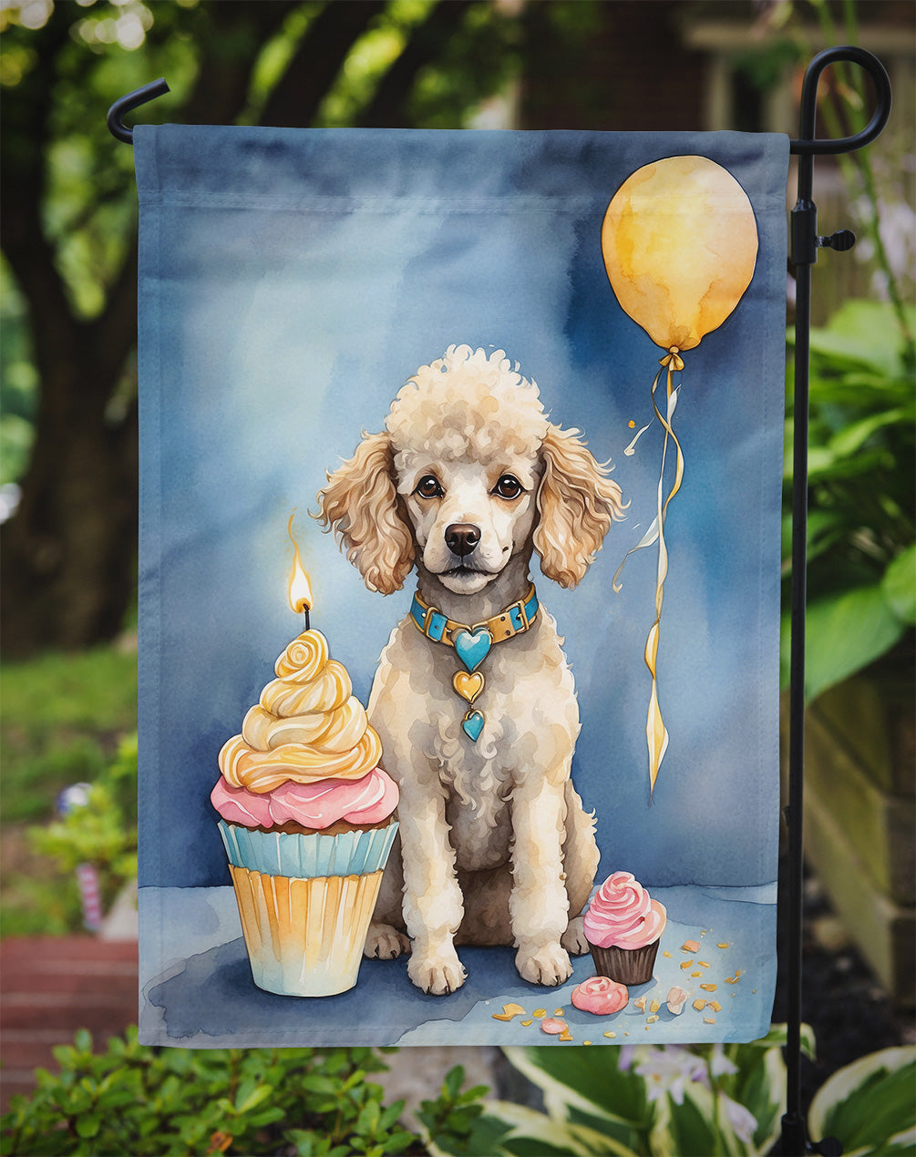 White Toy Poodle Happy Birthday Garden Flag –  Garden Flag by Caroline's Treasures