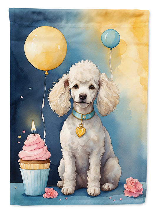 White Poodle Happy Birthday Garden Flag –  Garden Flag by Caroline's Treasures