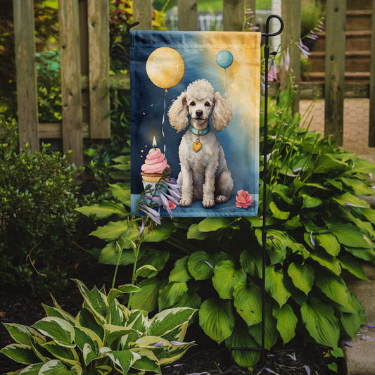 White Poodle Happy Birthday Garden Flag –  Garden Flag by Caroline's Treasures