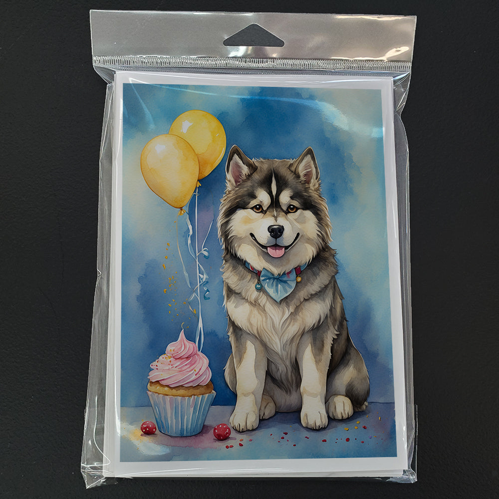 Alaskan Malamute Happy Birthday Greeting Cards Pack of 8