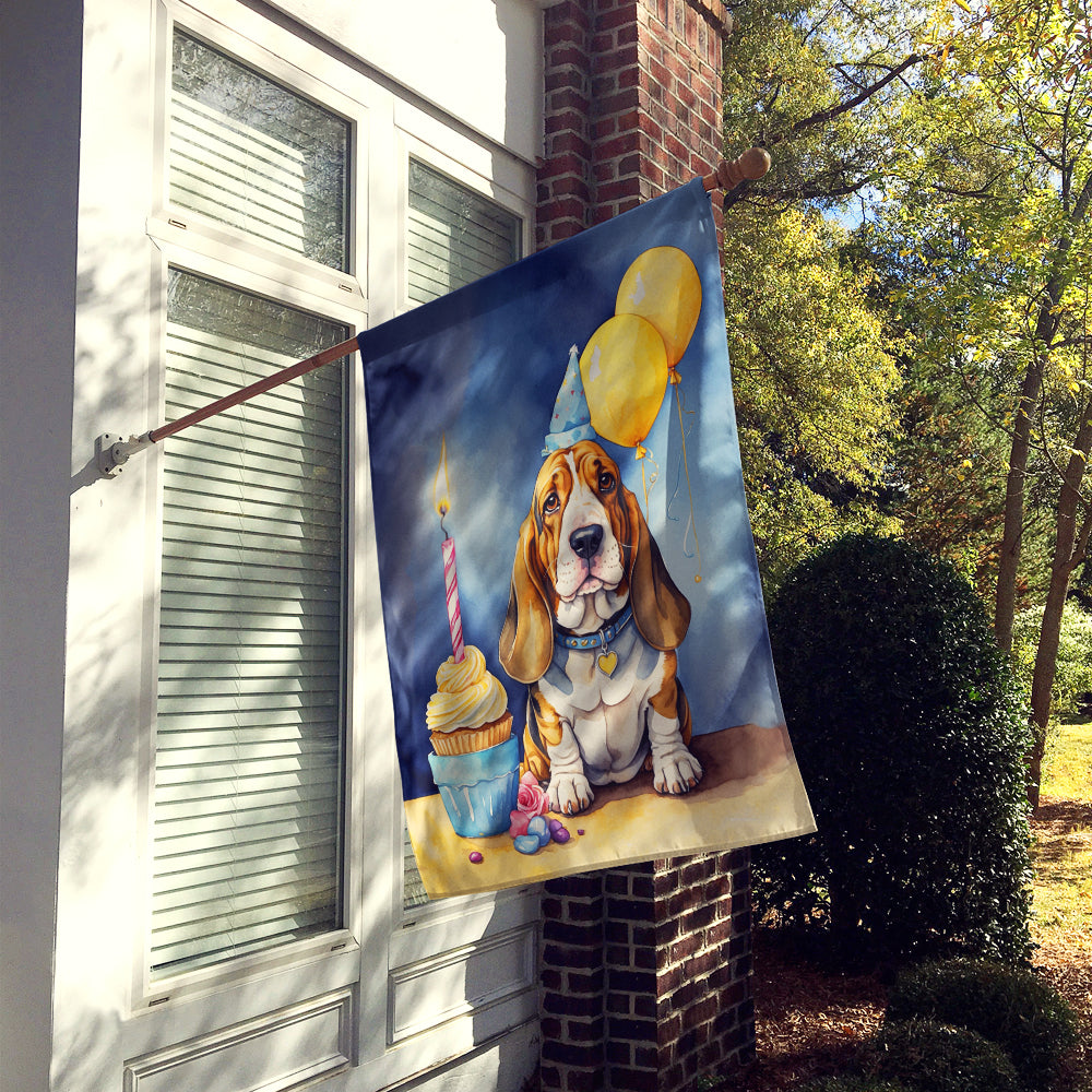 Basset Hound Happy Birthday House Flag