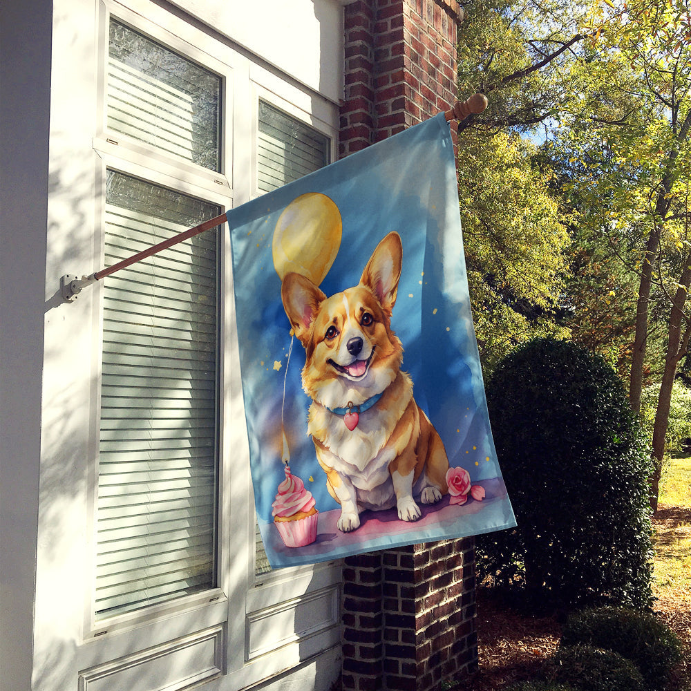 Corgi Happy Birthday House Flag