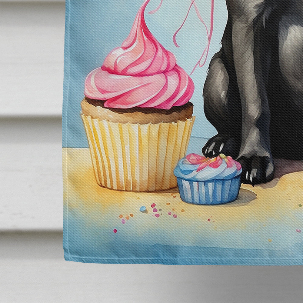 Black Pug Happy Birthday House Flag