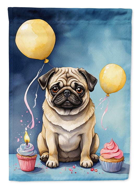 Pug Happy Birthday House Flag