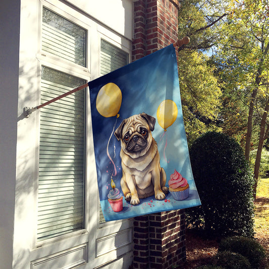 Pug Happy Birthday House Flag