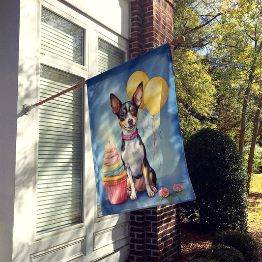 Rat Terrier Happy Birthday House Flag