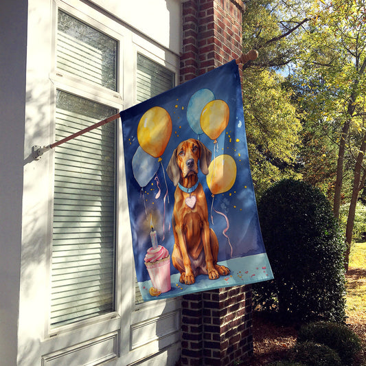 Redbone Coonhound Happy Birthday House Flag