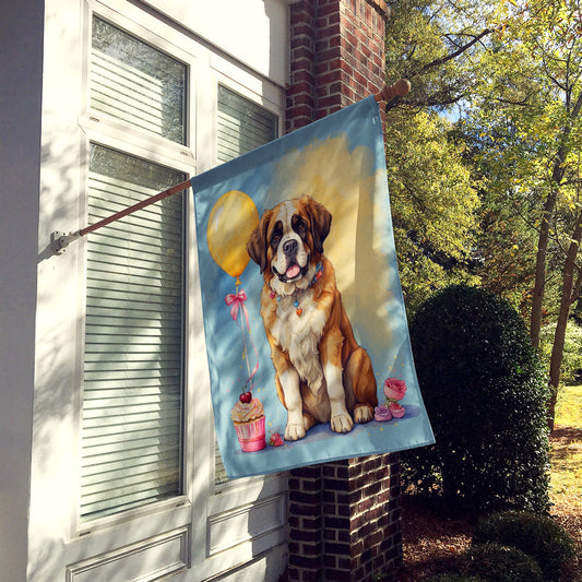 Saint Bernard Happy Birthday House Flag