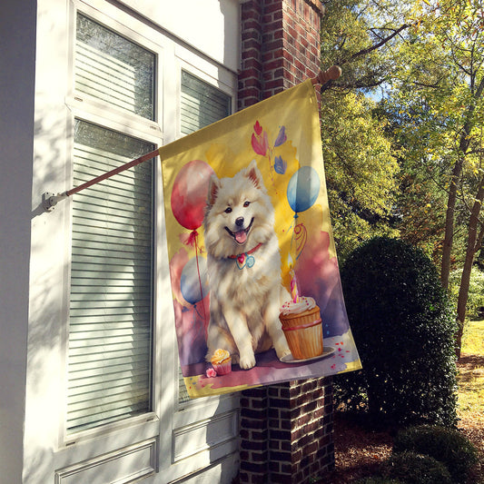 Samoyed Happy Birthday House Flag