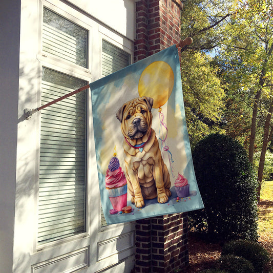Shar Pei Happy Birthday House Flag
