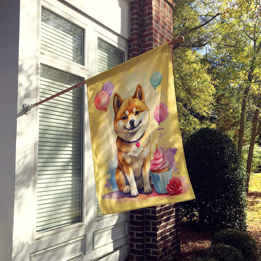Shiba Inu Happy Birthday House Flag