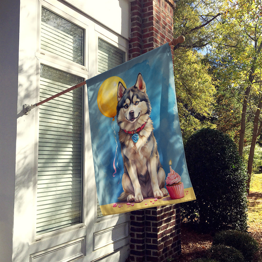Siberian Husky Happy Birthday House Flag