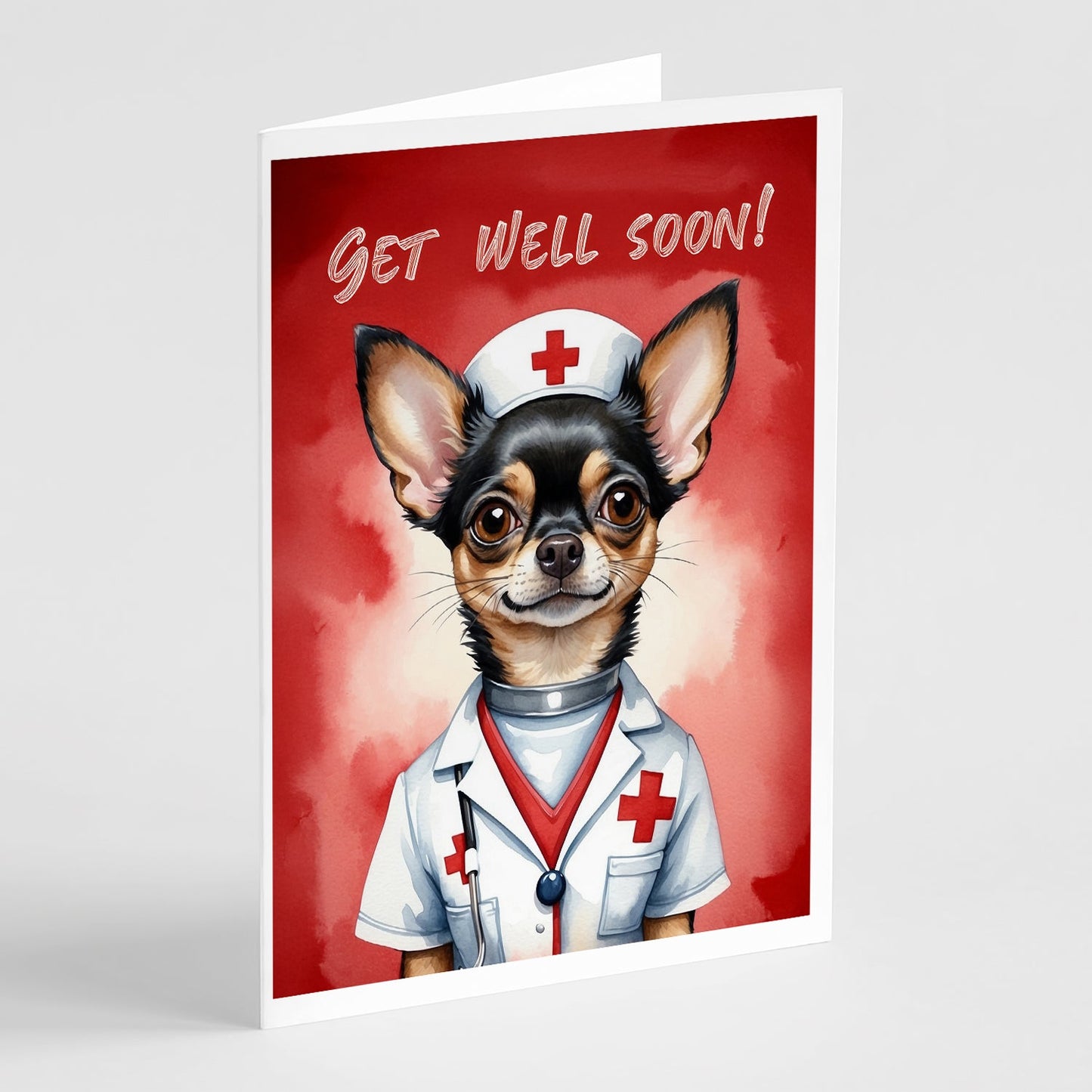 Black and Tan Chihuahua Get Well Soon Greeting Cards Pack of 8