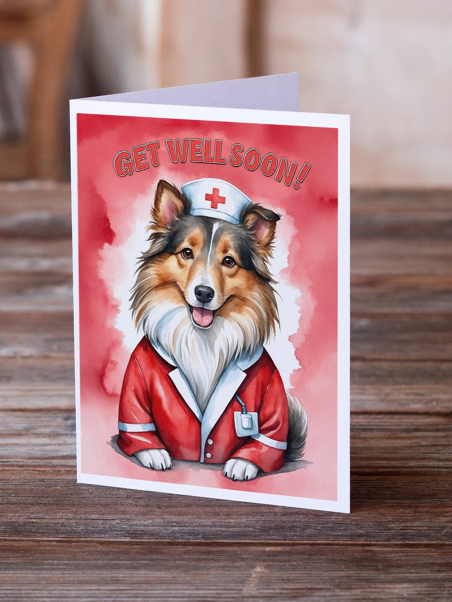 Sheltie Get Well Soon Greeting Cards Pack of 8