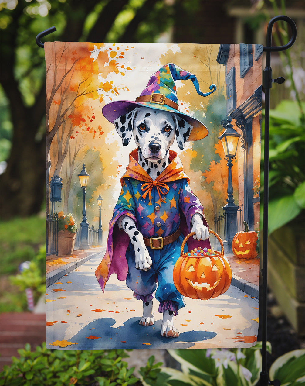 Dalmatian Halloween Trick or Treat Garden Flag