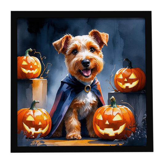 Airedale Terrier Puppy Halloween Framed Metal Print