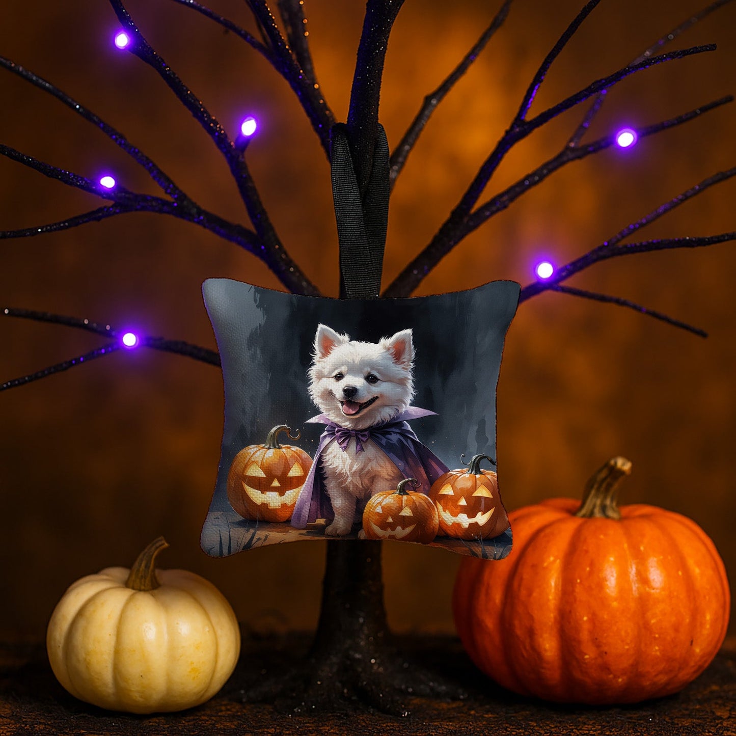 American Eskimo Puppy Halloween Mini Hanging Pillow Ornament 3.5 × 3.5