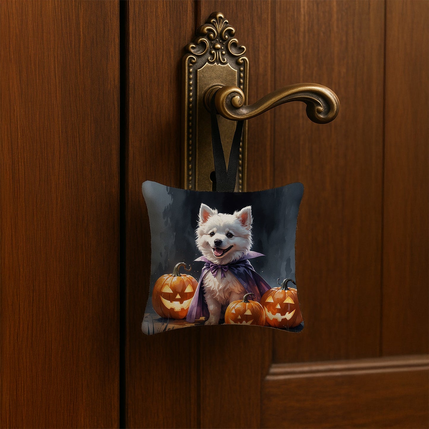 American Eskimo Puppy Halloween Mini Hanging Pillow Ornament 3.5 × 3.5