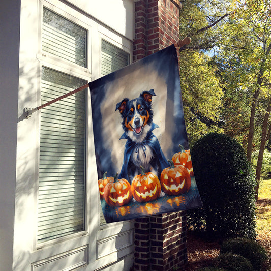 Australian Shepherd Puppy Halloween House Flag