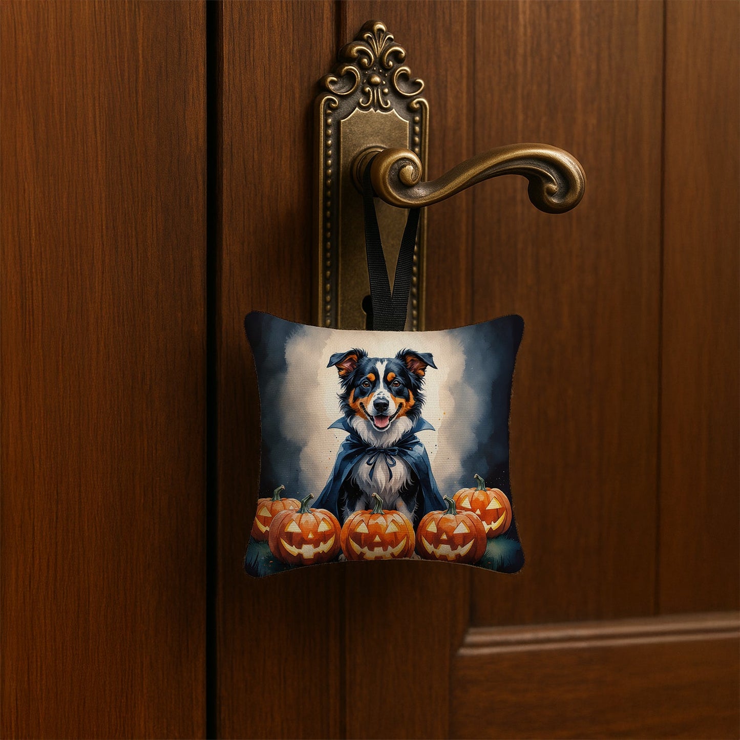 Australian Shepherd Puppy Halloween Mini Hanging Pillow Ornament 3.5 × 3.5