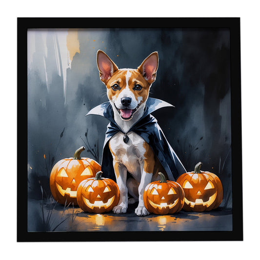 Basenji Puppy Halloween Framed Metal Print