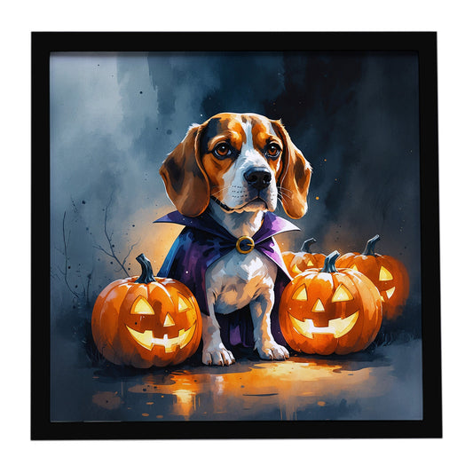 Beagle Puppy Halloween Framed Metal Print