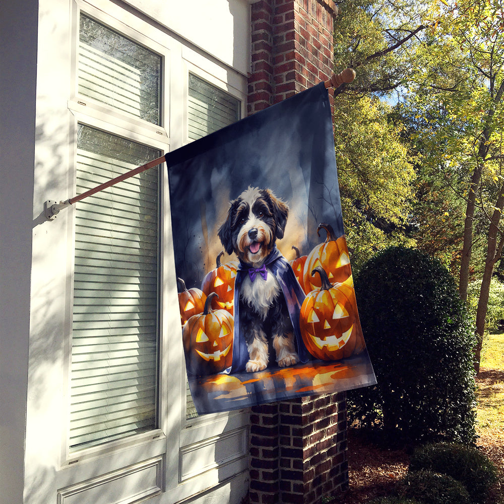 Bernedoodle Puppy Halloween House Flag