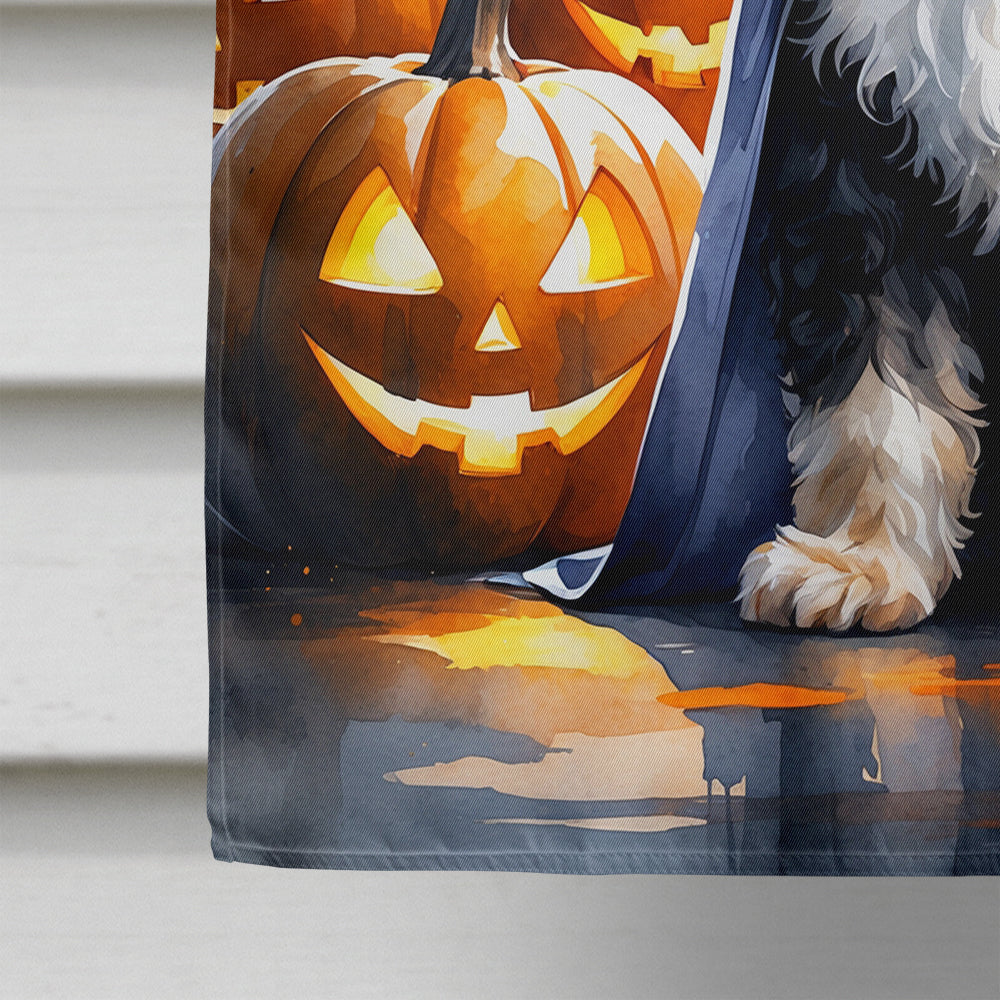Bernedoodle Puppy Halloween House Flag