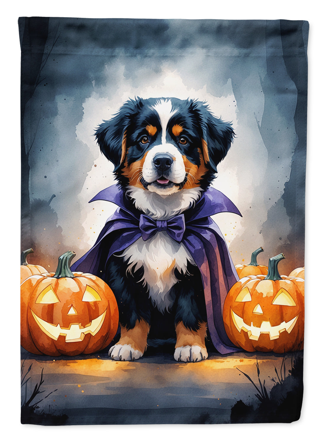 Bernese Mountain Dog Puppy Halloween Garden Flag
