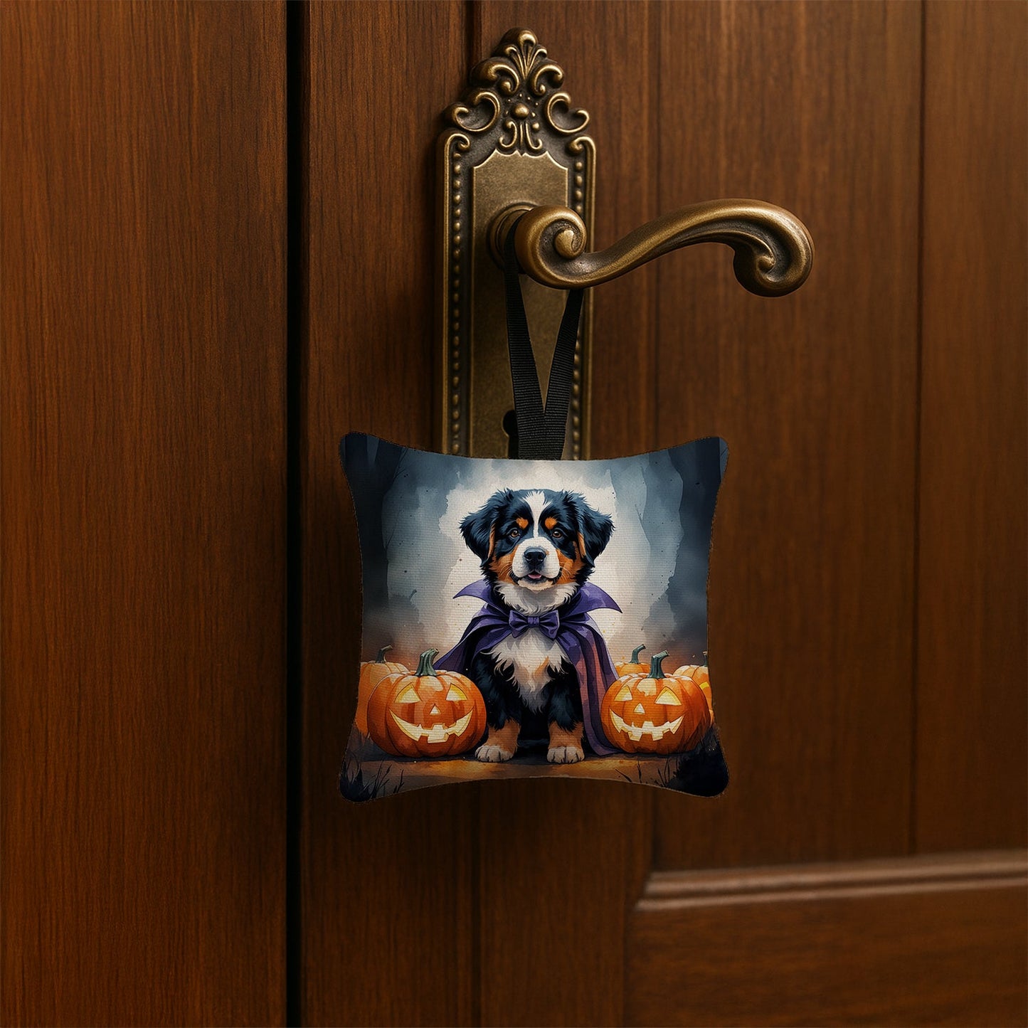 Bernese Mountain Dog Puppy Halloween Mini Hanging Pillow Ornament 3.5 × 3.5