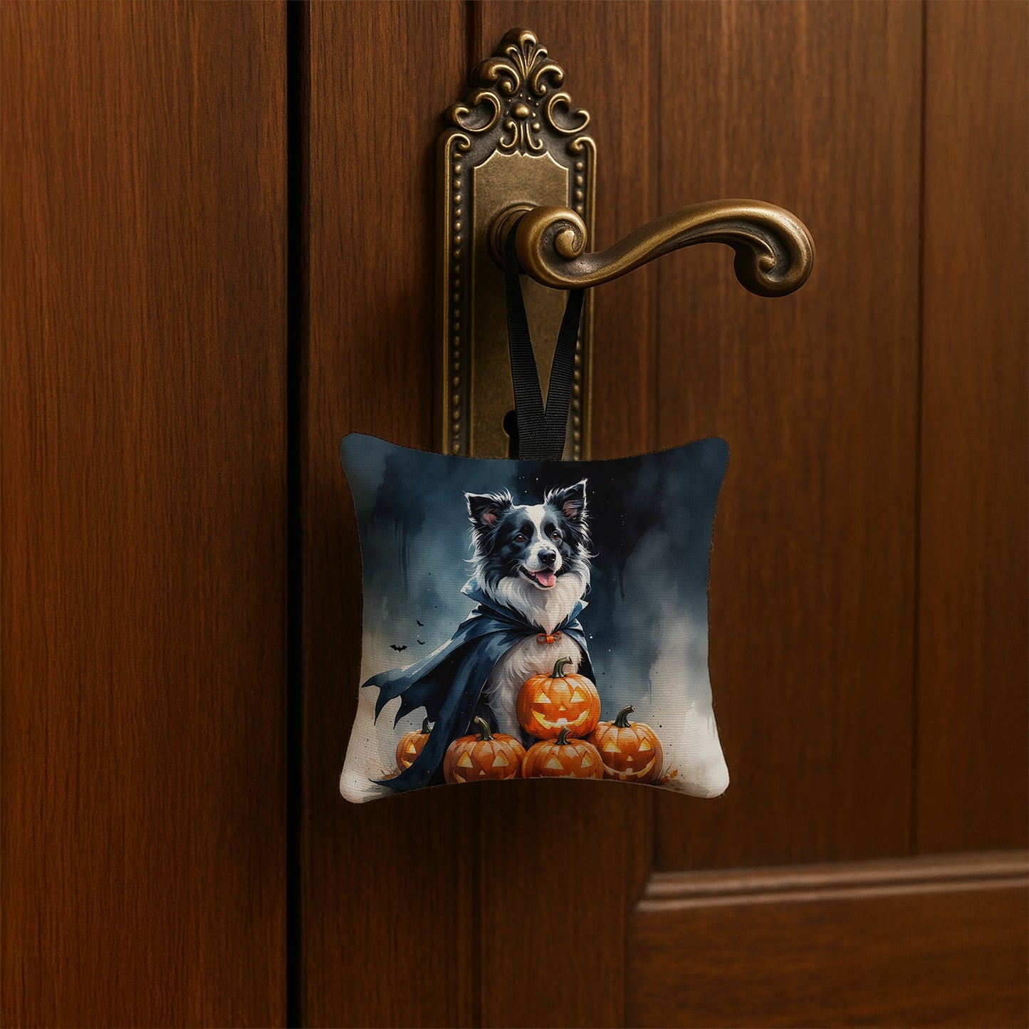 Border Collie Puppy Halloween Mini Hanging Pillow Ornament 3.5 × 3.5