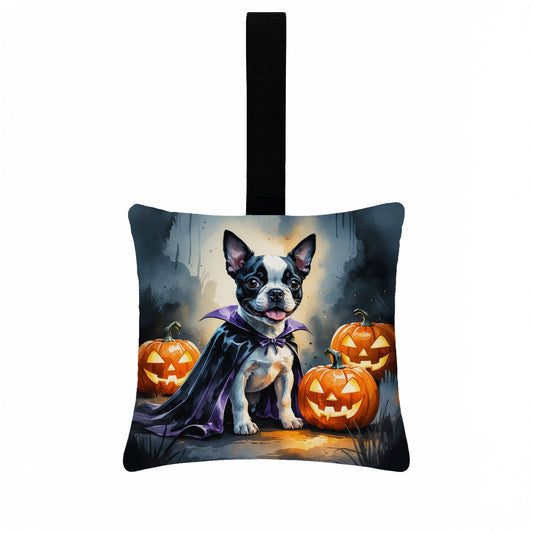 Boston Terrier Puppy Halloween Mini Hanging Pillow Ornament 3.5 × 3.5