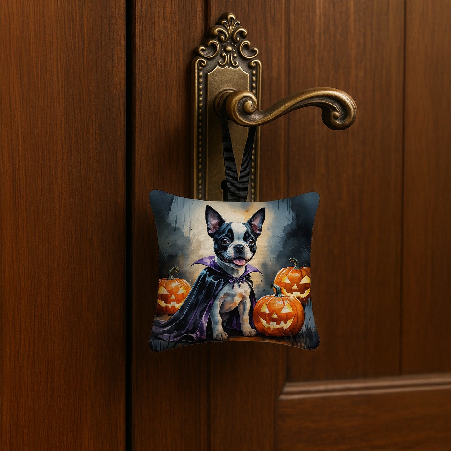 Boston Terrier Puppy Halloween Mini Hanging Pillow Ornament 3.5 × 3.5