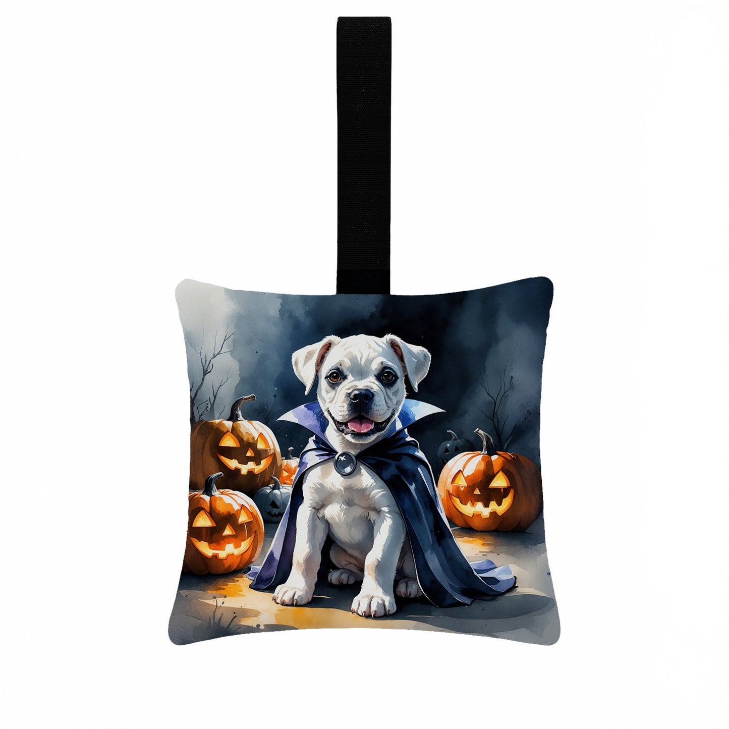 White Boxer Puppy Halloween Mini Hanging Pillow Ornament 3.5 × 3.5