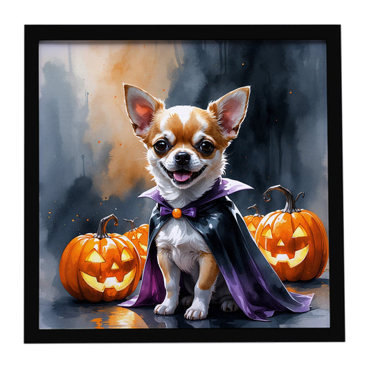 Chihuahua Puppy Halloween Framed Metal Print
