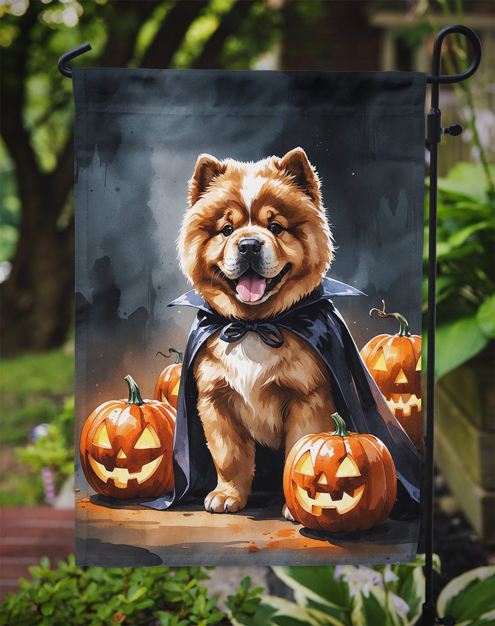 Chow Chow Puppy Halloween Garden Flag