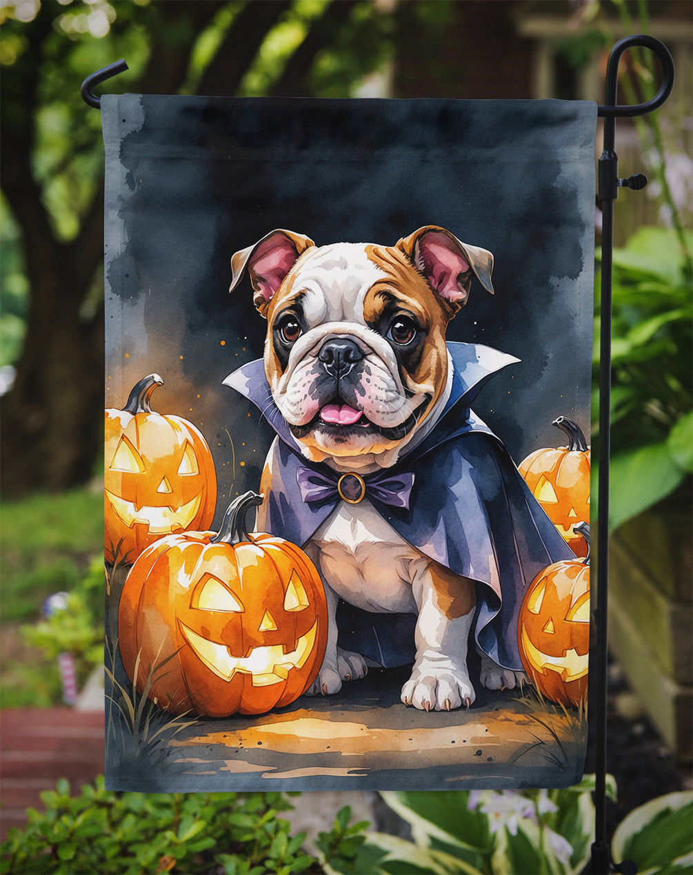 English Bulldog Puppy Halloween Garden Flag