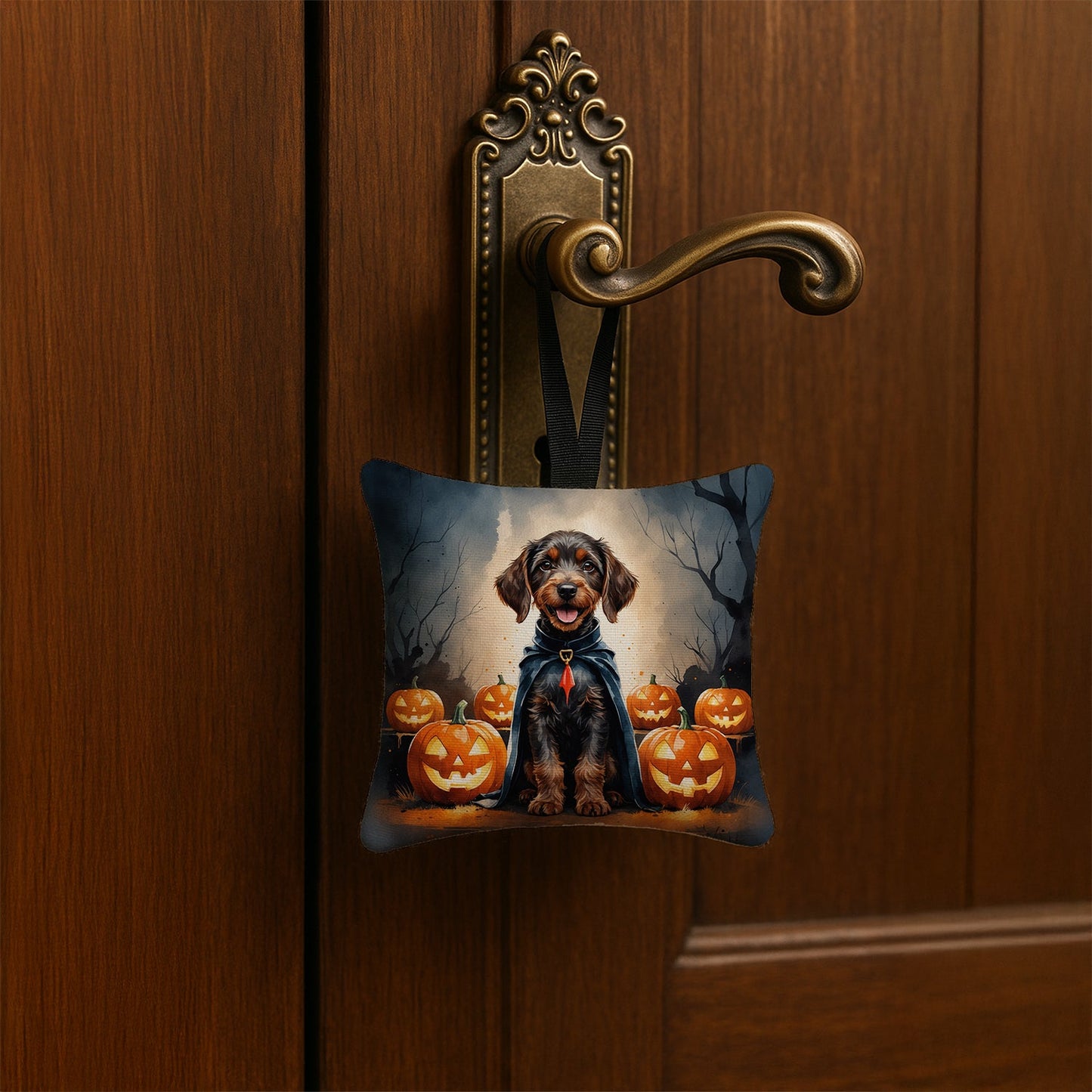German Wirehaired Pointer Puppy Halloween Mini Hanging Pillow Ornament 3.5 × 3.5
