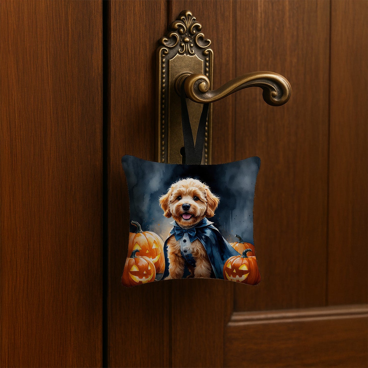 Goldendoodle Puppy Halloween Mini Hanging Pillow Ornament 3.5 × 3.5