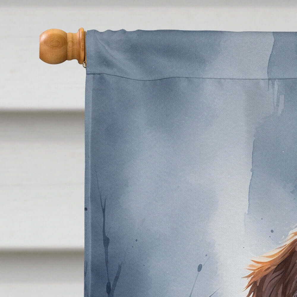 Chocolate Labradoodle Puppy Halloween House Flag